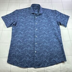 Peter Millar Shirt Men Large Blue Marius Cotton Sport Crown Crafted Short Sleeve